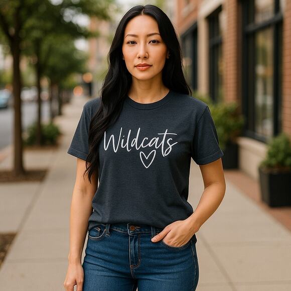 Bella Canvas Tops - WILDCATS Heather Blue Tee Bella Canvas Size Large Script